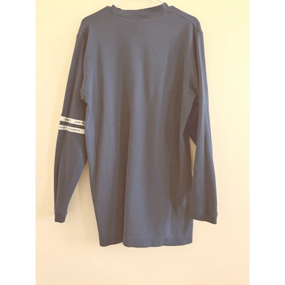Vintage retro 90s Air Michael Jordan Long Sleeve Shirt waffle knit‎ Size L Blue